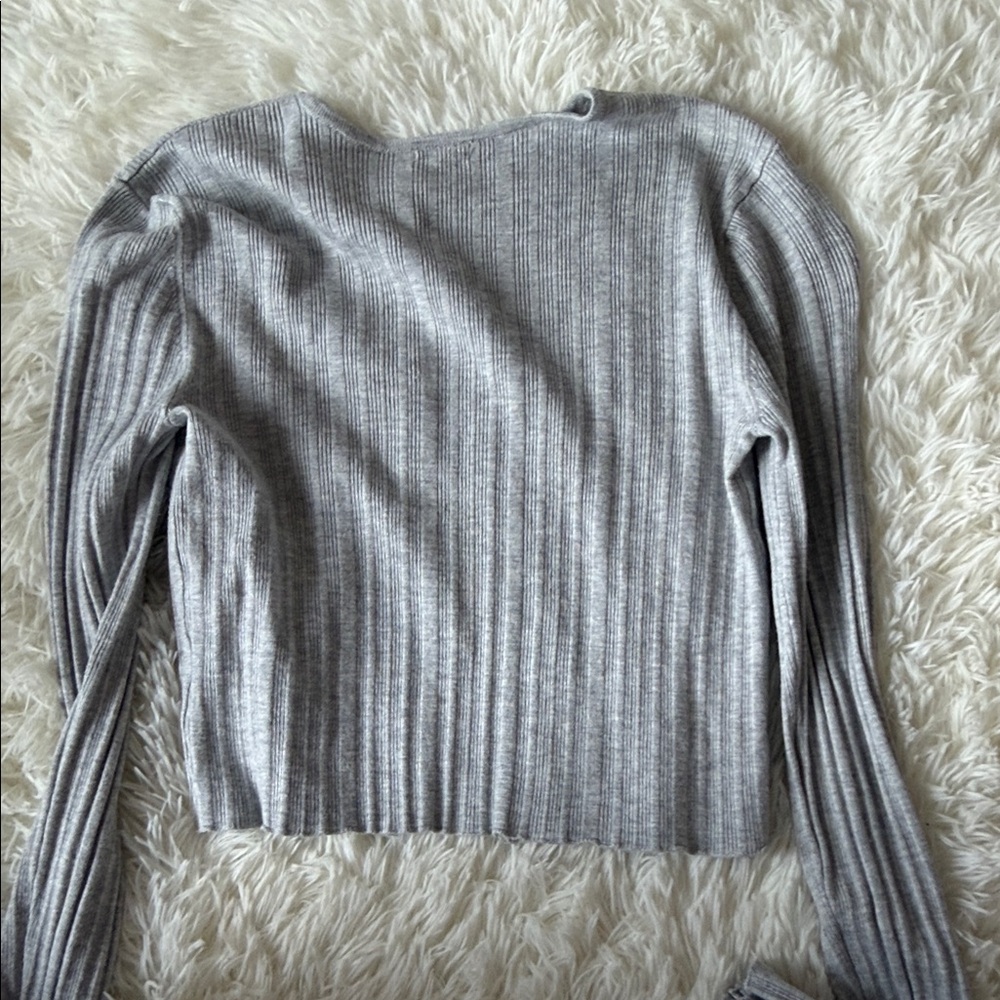 Garage Ribbed Button-Front Cardigan - Light Gray - Picture 3 of 3
